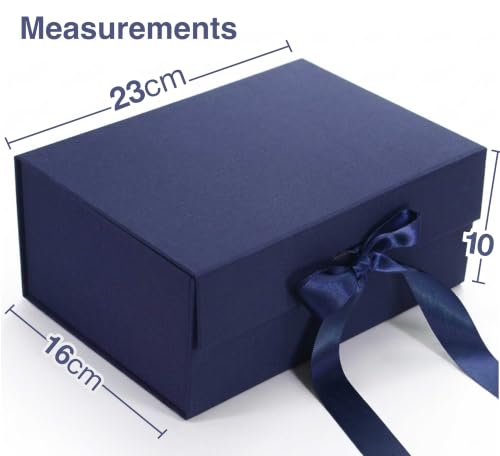 Image of RBS - Foldable Gift Box with Ribbon 23 x 16 x 10cm Gift Boxes for Packaging (1 Pack) Multi-Purpose Gift Boxes for Presents Reuse Gift Packing Box Decorative Hamper Box (Oxford Blue)