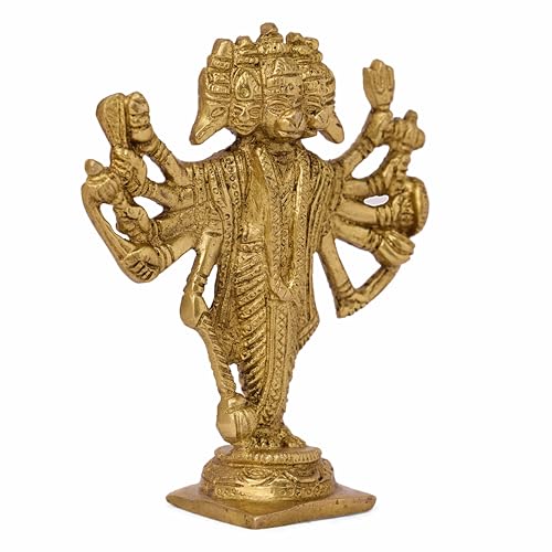 Estatua de Latón Lord Hanuman Cinco Caras Decoración Hogar miniatura 6