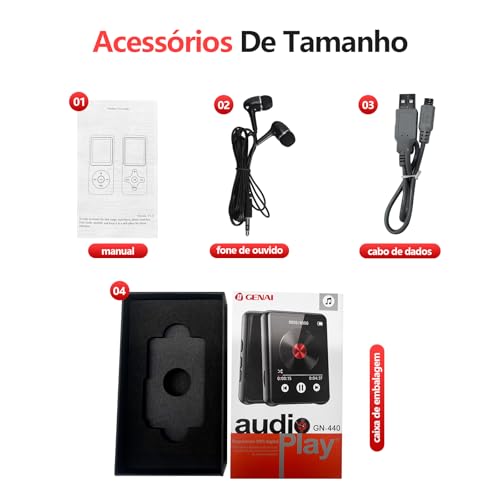 MP3 MP4 Player Music Player Bluetooth 5.0 Música Digital Portátil MP3 Player Bluetooth com Alto-fala