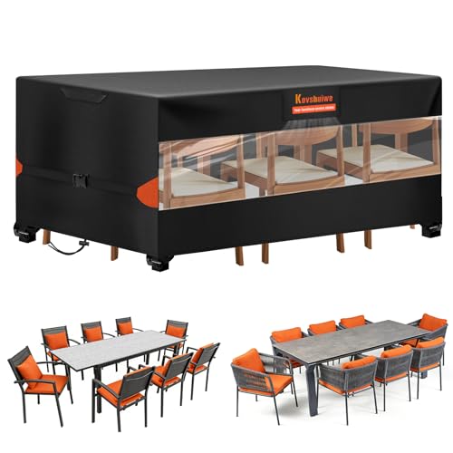 Kovshuiwe Funda Transparente Para Muebles de Jardín de 180x120x74 Cm, Tela Oxford 420D, Impermeable, Con Protección Uv Para Mesas Y Muebles de Patio.
