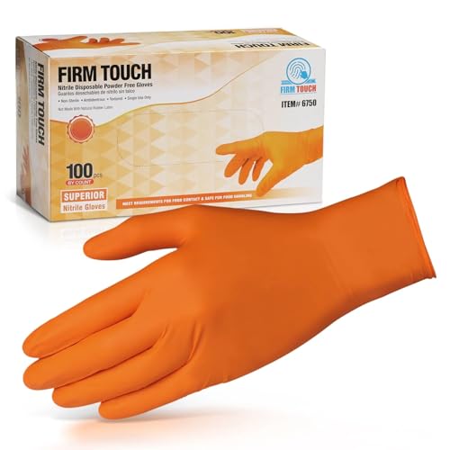 Glove Station Disposable Nitrile Gloves - 100-Count - Medical-Grade Non-Latex Gloves for Kitchen, Cleaning, and Cooking - Textured for Better Grip 5MM-L-Orange