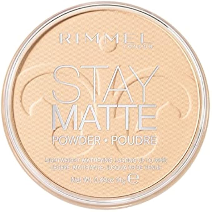 Rimmel London Stay Matte Long Lasting Pressed Powder, Transparent [001] 0.49 Ounce (Pack of 1) (packaging may vary)