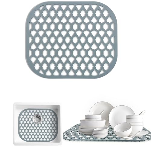 SAMSIER Silicone Sink Protectors for Kitchen Sink Multiple Sizes Mats Grids for Bottom of Farmhouse Stainless Steel Porcelain Sink (13x11/33x28 cm)
