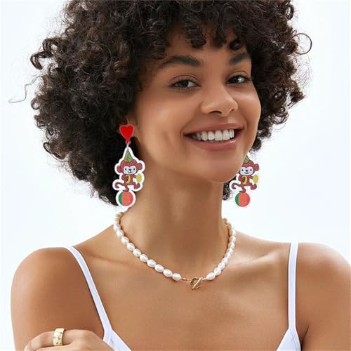 coadipress Circus Carnival Earrings for Women Funny Weird Aesthetic Acrylic Earrings Clown Monkey Elephant Tiger Earring Cartoon Cute Joker Carousel Earrings Mardi Gras Cosplay Party Jewelry Gift4