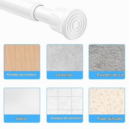 Miniatura 7 de 2 Piezas Varilla Telescópica Ajustable Sin Perforación, Barra Cortinas Extensible 25-40 Cm, Barra De Tensión Corta Ajustable Con Resorte, Varilla Cortina Blanco Para Cocina, Baño, Armario Y Ventana
