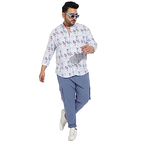 Image of Instafab Plus Men's Button Up Shirt for Casual Wear | Plus-Size Fit | Spread Collar | Button Closure | Regular Sleeve | Cotton Shirts Crafted with Comfort Fit for Everyday Wear