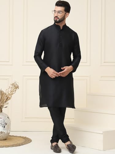 Image of SOJANYA Men's Dupion Silk Solid (Since 1958 Kurta Set & Churidaar Pyjama
