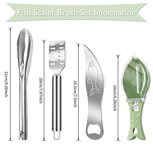 4Pcs Fish Scaler Remover, Stainless Steel Fish Cleaning Kit Fish Scaler Fish Skin Graters Cleaning Peeler Scaler Scraper With Bottle Opener For Kitchen Fish Cleaning Tools #TOP1