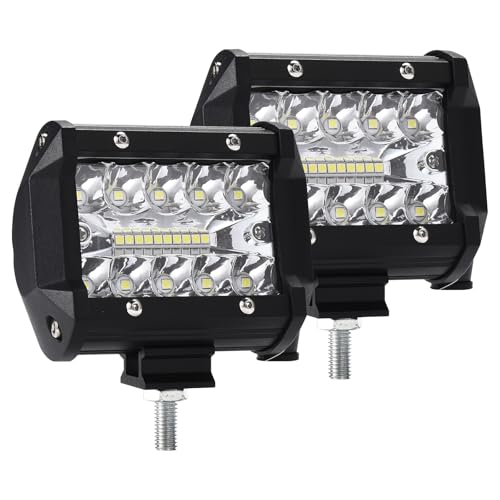 Kraumi LED Arbeitsscheinwerfer 4 Zoll 60W Cree LED Zusatzscheinwerfer 12V 5,600lm Auto Scheinwerfer Offroad Flutlicht Wasserdicht IP67 Arbeitslicht(2 Stück)