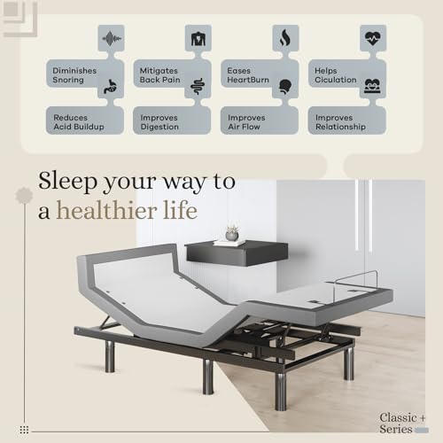 Image of Sven & Son Harmony Adjustable Bed Base, Head and Foot Lift, Massage, Under-Bed Lights, USB, Memory, Zero Gravity Smart Frame - Twin XL