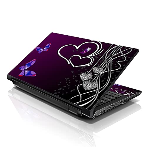 Image of LSS 17 17.3 Inche Laptop Notebook Skin Sticker with 2 Wrist Pads - Reusable Cover Protector Vinyl Sticker Cover Decal Fits 17 inch - 19 inch HP Asus Acer Samsung - Purple Butterflies Pattern