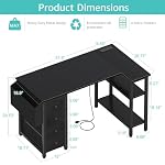 Lufeiya L Shaped Gaming Desk with Power Outlet, 47 Inch Reversible Corner Computer Desk with Drawers & Storage Shelves for Home Office Bedroom, L-Shaped Teen PC Desks with Fabric Drawer, Black - Image 3
