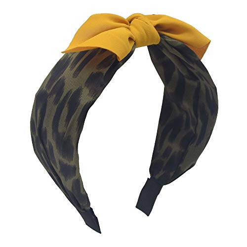 MHDGG Headband for Women Leopard Print Knotted Bows Turban Headbands Headwraps Cheetah Hair Bands Hair Accessories,Green