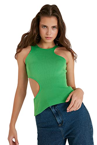 Blusa de punto halter Trendyol verde S para lucir en cenas de verano y terrazas