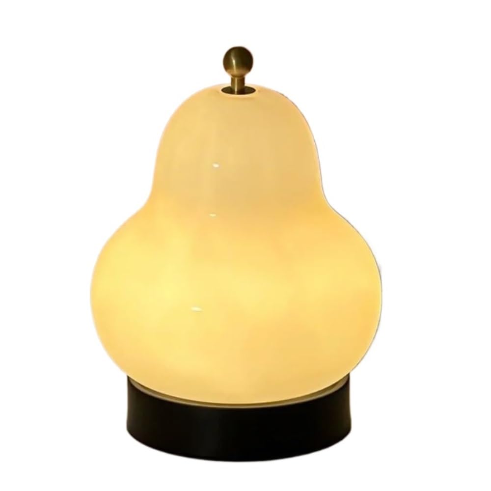 Lampada in vetro perato, luce notturna dimmerabile al tocco | Forma a pera, paralume in vetro, dimmerabile al tocco, luce notturna(Yellow)