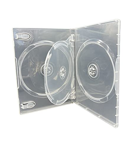 5 x 3 Disc CD DVD Blu Ray Disc Clear Cases for Holding 3 Discs. 14 mm Spine Cases With Outer Sleeve For Inlay Artwork. Replacement Cases Same Used By Major Film Studios - Image 2