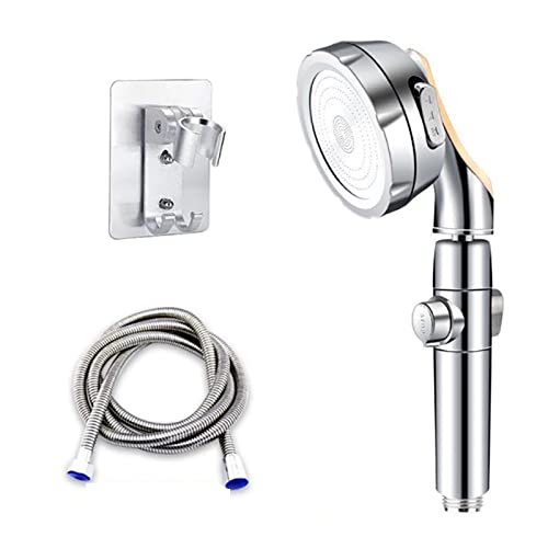 Pommeau de douche design argenté avec finitions chromées et triple jet ajustable