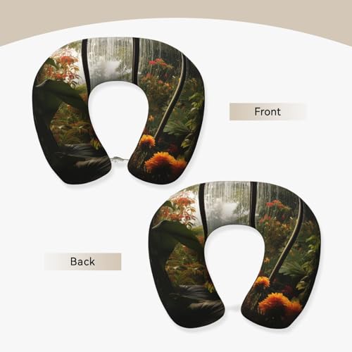 Almohada de viaje de espuma viscoelástica negra ajustable miniatura 4