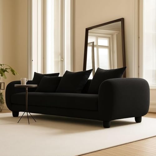 Image of Luxury Velvet Contemporary Sectional Sofa Set with Chaise Lounge & Cushions - Perfect for Living Room, Guest Room & Office (2, Black)
