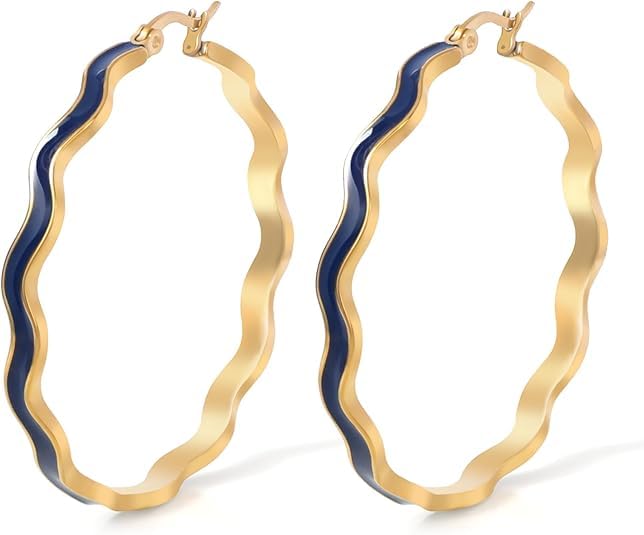 TaYolnFaSo Bunte Emaille Hoop Ohrringe für Frauen 18K Echt vergoldet offene C-förmige hypoallergene Edelstahl Schmuck Geschenk für Frau Freundin