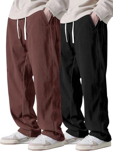 Image of Pinkmint Men's Poly-Lycra Loose Fit Trousers, Korean-Style Casual Pants with Side Pockets, Comfortable Travel (Available in Plus Sizes)