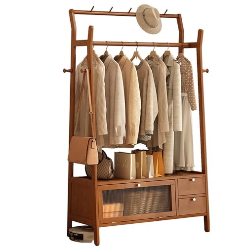 Image of GCXNSKDQN Hall Trees, Farmhouse Hall Tree with Storage,Multi-Purpose Home Organizer, for Clothes, Hats, Handbags,for Entryway, Hallway, Bedroom, and Office(Walnut,Large)