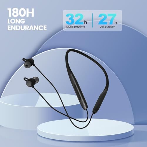Image of Neckband Bluetooth Headphones Twin Pack｜60H Playtime x2｜3C Fast Charge｜ENC Call Noise Reduction｜Dual Pairing｜180H Standby｜Perfect for Couples & Sports (Black)