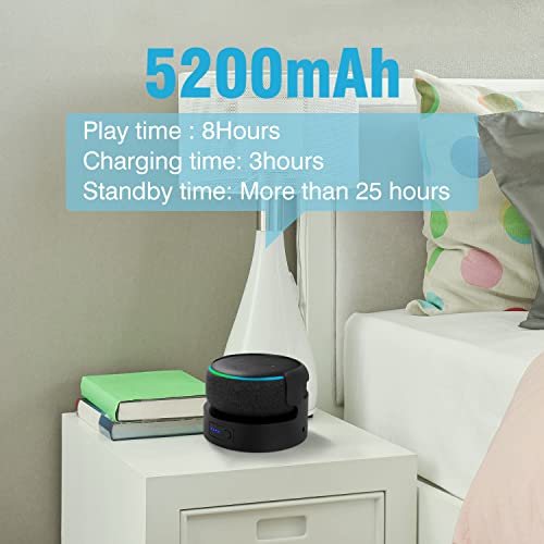 Liboer Battery Base for Echo Dot 3rd Gen Battery Stand Portable Charger for Dot 3rd and Google Mini 2 Back up Battery 8 Hours Play time, Not Include Speaker (Black 5200)… - Thumbnail 3