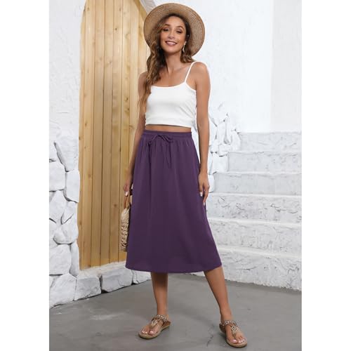 Image of Witsmile Flowy Skirt Elastic High Waist A-Line Skirt with Pockets Bohemia Cover-up for Women 2026 Trendy(S-2XL)