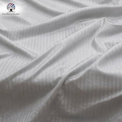 Image of Dream Living Stripe King Bedsheet with 2 Pillow Covers | 120 GSM | 275x275 Cm | Grey