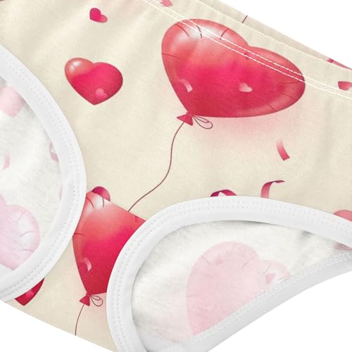 Pink Red Heart Balloons Girl Panties Cute Girls Underwear Toddler Cotton Personalized Kids Briefs Undies 2t4