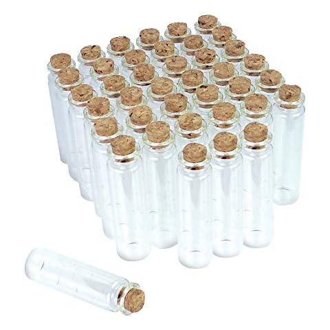 LYTIVAGEN 40 PCS Mini Glass Jars Bottles 20ml Clear Wish Bottles with Cork Stoppers Glass Sample Bottles for DIY Decoration, Aromas, Oils, Spices, Weddings Cover