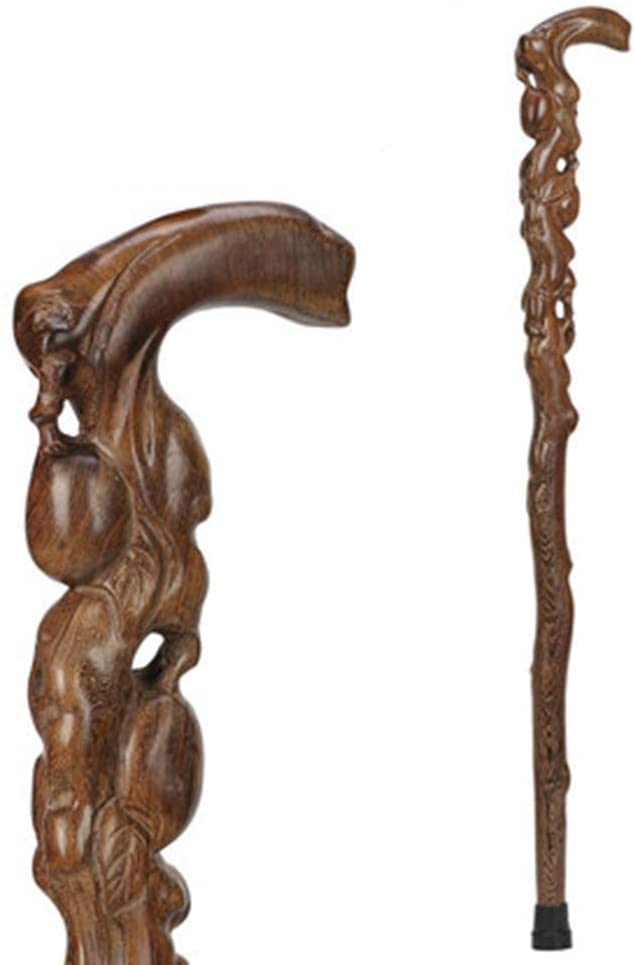 Caña de Madera para Caminar con bastón de Madera, bastón de Madera sólida, ala de Pollo Madera de Madera para Caminar, Abuela/Abuelo, decoración de 90 cm reflexivo
