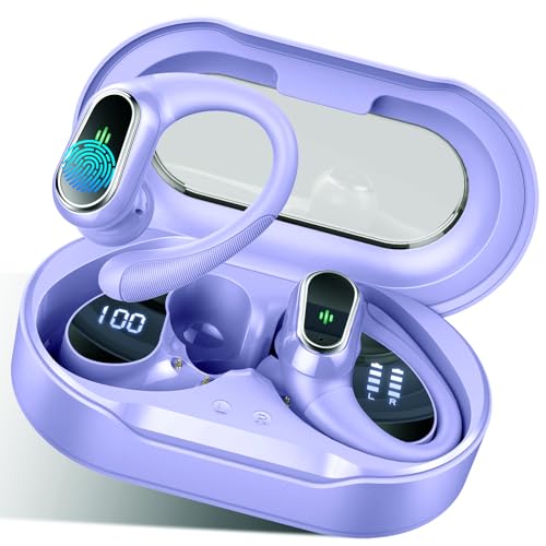 Image of Wireless Earbuds, 2026 Bluetooth 5.4 Headphones Sport, 50Hrs HiFi Stereo Deep Bass Over-Ear buds with ENC Noise Cancelling Mic, IP7 Waterproof & LED Display Earphones with Earhooks for Workout /Running