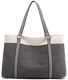 Scioltoo Work Bags for Women Briefcase Tote Canvas Travel Laptop Shoulder Bag Women's Work Bags for Teachers And Nurses Cute School Book Weekender Tote Grey (A-Dark gray)