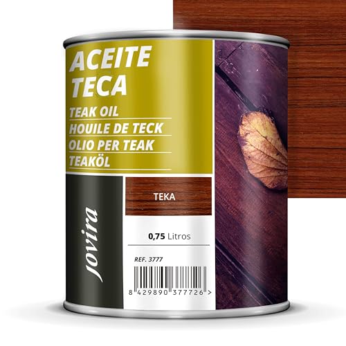 JOVIRA PINTURAS Aceite Teca 750ml, para madera exterior, Protección y restauración de la madera Teca en intemperie. (750 Mililitros, Teca) F-33