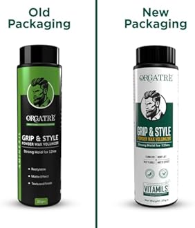 ORGATRE Grip & Style Hair Volumizing Powder | Strong Hold up to 12 Hrs | Matte Finish Hair Wax Powder for Men | Safe Hair Fiber Powder Wax | Hair Styling Powder for Men | 20 gm (Pack of 2)