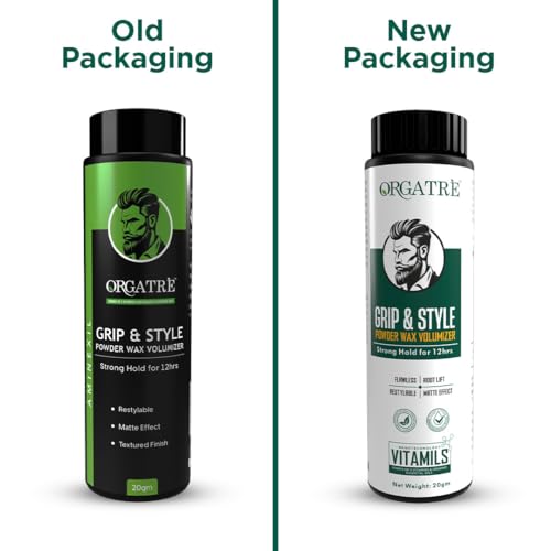 ORGATRE Grip & Style Hair Volumizing Powder | Strong Hold up to 12 Hrs | Matte Finish Hair Wax Powder for Men | Safe Hair Fiber Powder Wax | Hair Styling Powder for Men | 20 gm (Pack of 2)