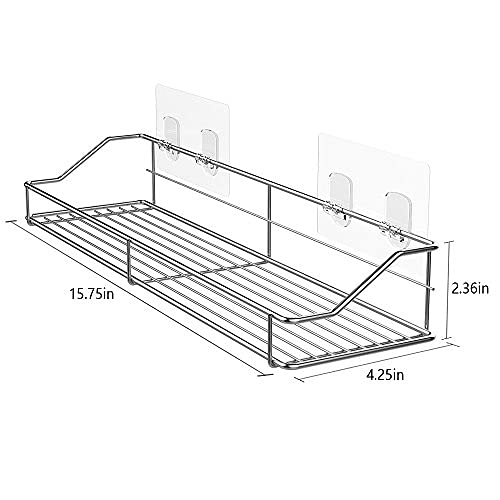 Orimade Bathroom Shelf Organizer Shower Caddy Storage Kitchen Rack With Traceless Transparent Adhesive No Drilling Sus304 Stainless Steel, 15 Inch #TOP6