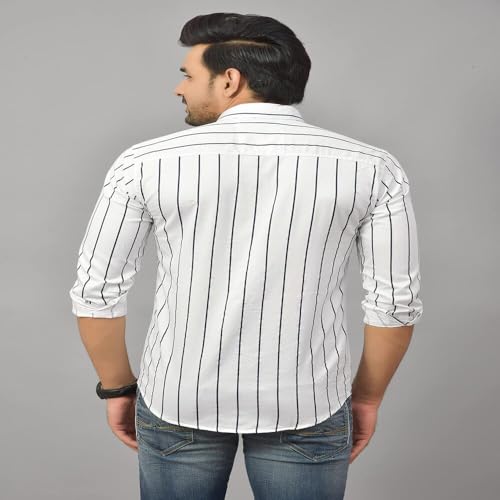 Image of Regular Fit Striped Lining Cotton Full Sleeve Casual Shirts for Men /Long Sleeves Cotton Striped, Cotton Shirt Crafted with Regular Sleeve, Comfort Fit & High-Performance for Everyday Wear