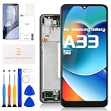 for Samsung Galaxy A33 5G Screen Replacement for Samsung A33 5G A336 LCD Display SM-A336E SM-A336B Touch Screen Digitizer Glass Assembly with Repair Kits (Black with Frame,Without Fingerprint)