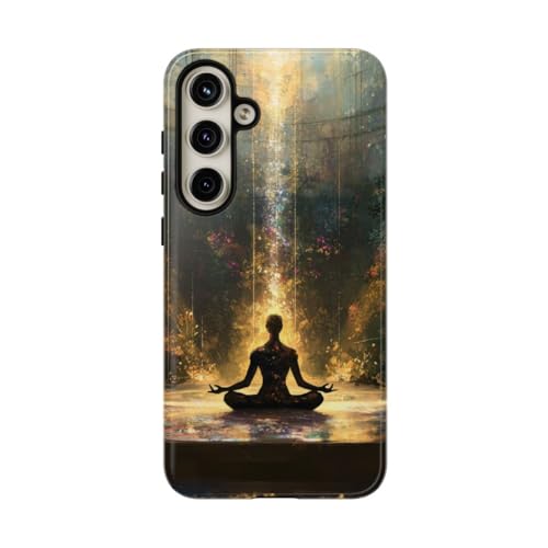 Coque Samsung S24 Plus Silhouette méditante dorée rigide premium