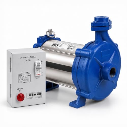 Image of V5 BLU 0.5 HP Domestic Open Well Submersible Pump | with Penal Bord | 1 Phase Water Pump for Home, Farm & Tank Filling | Heavy Duty Copper Motor | High Water Flow