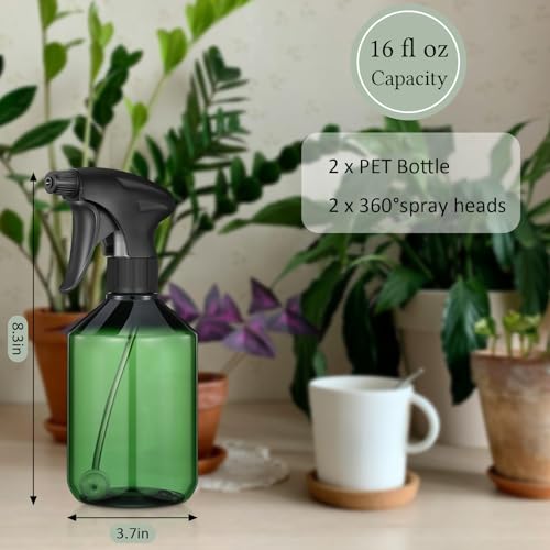 Baderke 2 PCS 360° Spray Bottle, 16 oz Upside Down Spray Bottles, Plastic Spray Bottles is Nice for Plants, Cleaning Solutions, Durable Nozzle w/Fine Mist and Stream Setting(Green)2