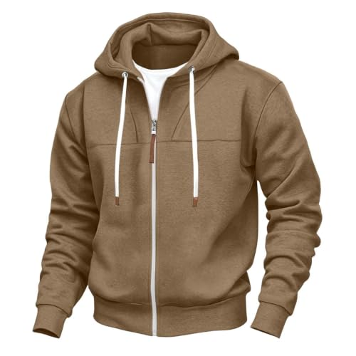Mens Full Zip Hoodies Fashion Fleece Drawstring Hooded Sweatshirts Jackets - image 2