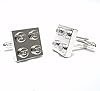 Chrome Plated Cufflinks and Tie Clip Set Handmade using Building Bricks * #2