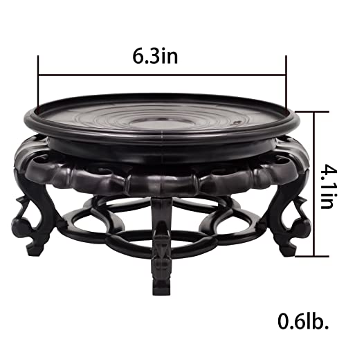 Juanxian Oriental Furniture Vase Stand Fishbowl Teapot Vase Base Stable Home Decoration Display Stand (6.3 in) - Image 2