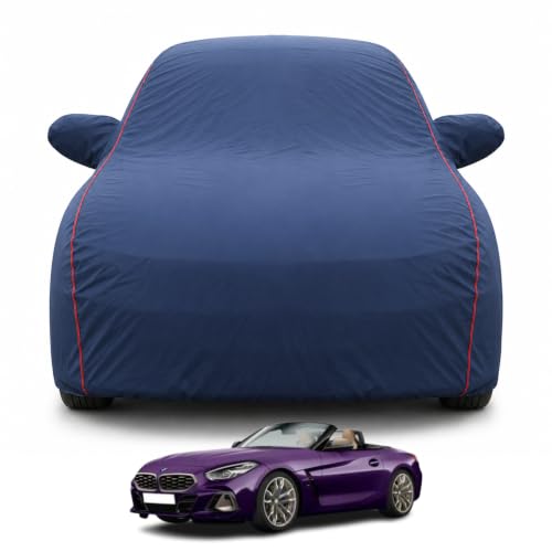Image of Premium Car Cover for BMW Z4 | 100% Waterproof, UV & Dustproof Protection | Soft Inner Lining, Mirror & Antenna Pockets | Triple Stitched, Belt & Buckle | Navy Blue