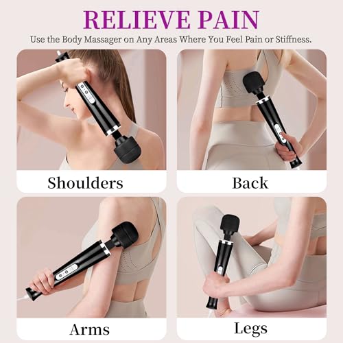 Image of Wired Wand Massager for Women, 10-Speed Electric Handheld Deep Tissue Massager, Powerful Plug-in Full Body Muscle Recovery Tool for Neck, Back, Shoulder & Foot Relief (Black)