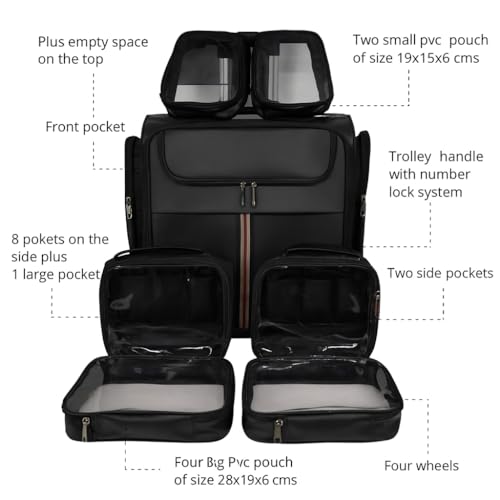 Image of Coslifestore Makeup Vanity Trolley -Premium Black Nylon Travel Organizer